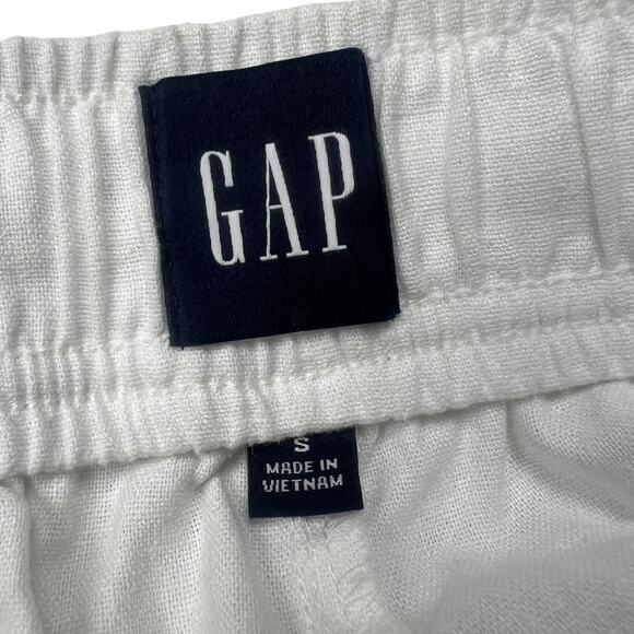 Gap Linen Blend Shorts White Pockets Pull On Drawstring Waist Women's Small - Picture 3 of 10